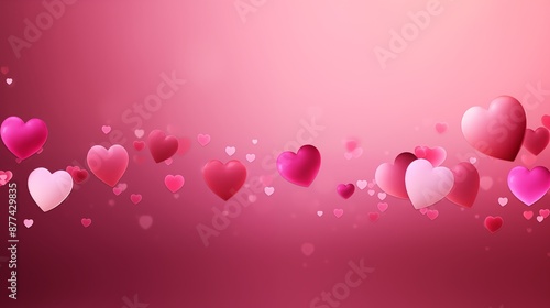 Floating Hearts on a Pink Gradient Background