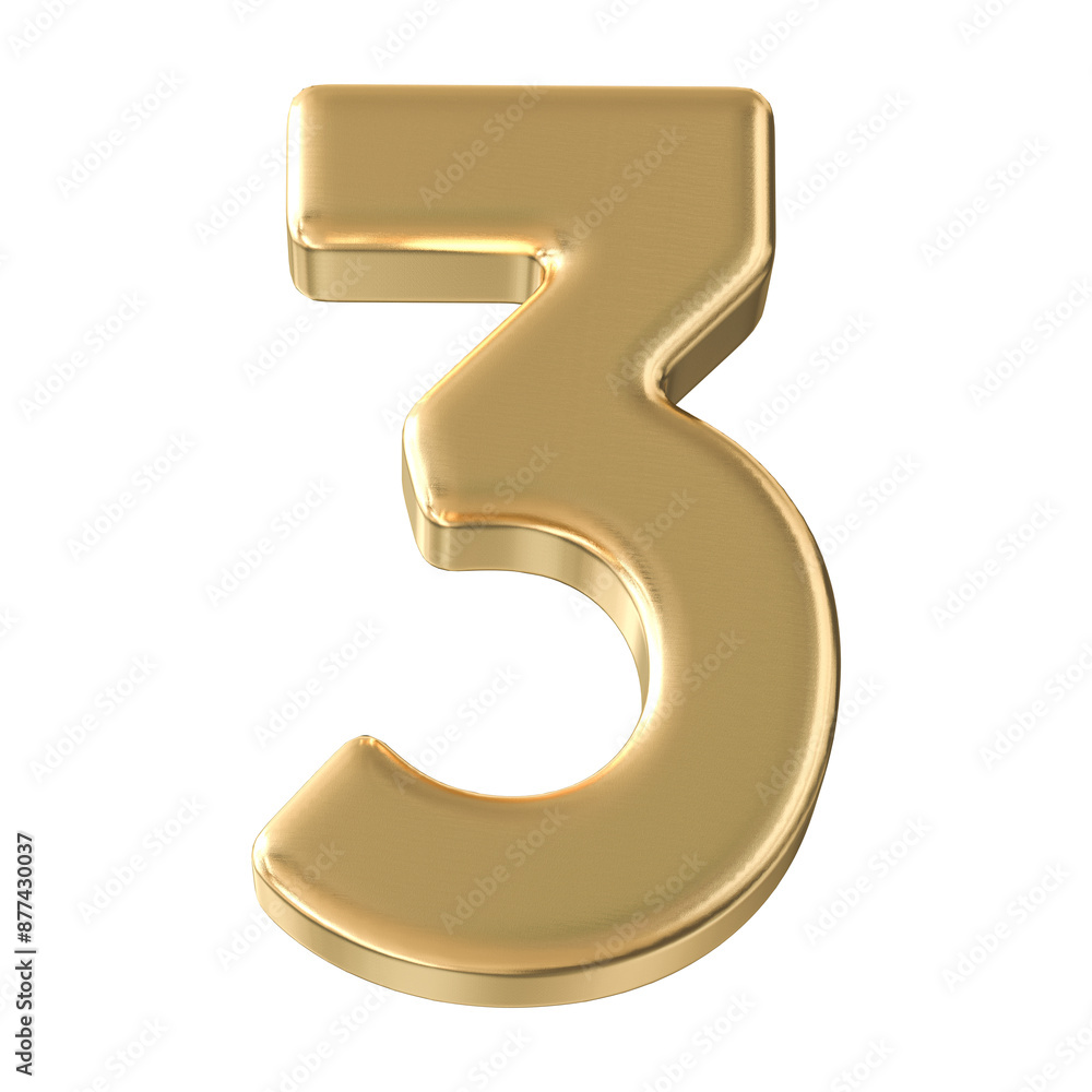 Gold 3D Number 3