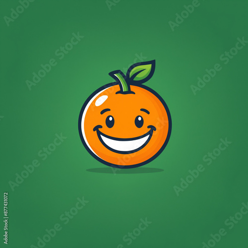 logo vector style icon of a cute cartoon orange on a flat color background