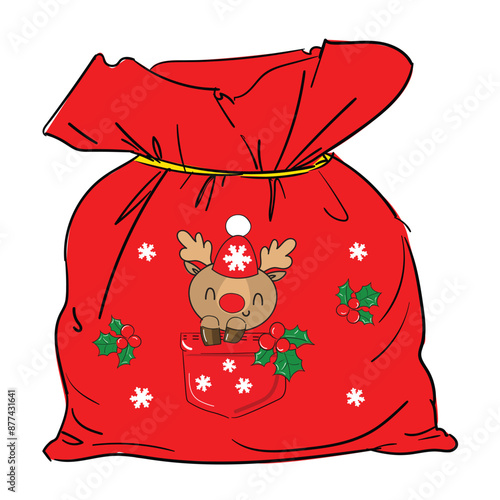 Gift santa claus red bag isolated on white vector illustration