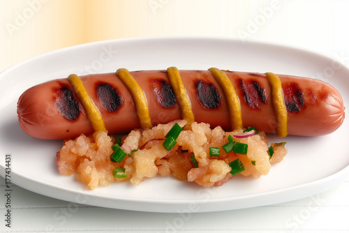 A plump, glistening hot dog...