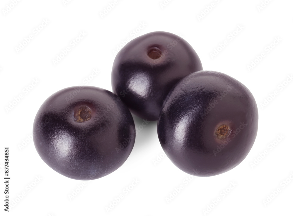 Fresh ripe acai berries isolated on white Fresh ripe acai berries isolated on white