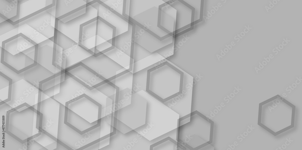 Abstract digital hexagon on gray background. Gray technology hexagonal abstract background with halftone and hexagonal shape. Colorful infinity abstract honeycomb geometrical background. Abstract digital hexagon on gray background. Gray technology hexagonal abstract background with halftone and hexagonal shape. Colorful infinity abstract honeycomb geometrical background.