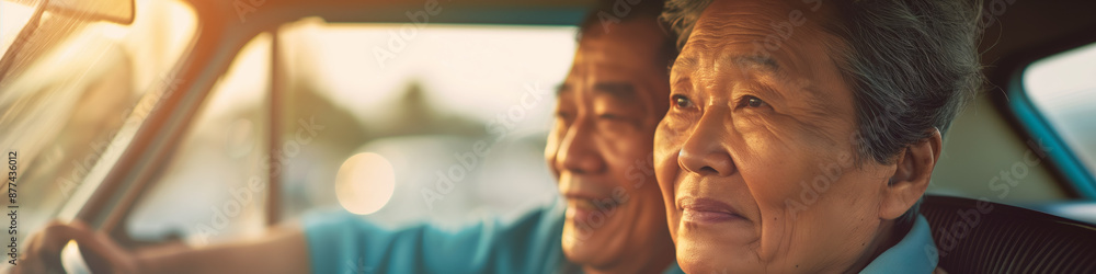 Senior Couple Enjoying a Peaceful Car Ride at Sunset Serene Moments of Golden Years Senior Couple Enjoying a Peaceful Car Ride at Sunset Serene Moments of Golden Years