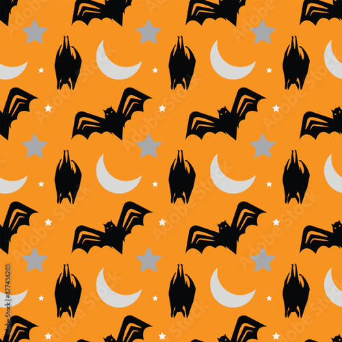 Bat Flight Seamless Vector Pattern Design
