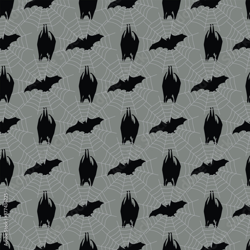 Bats In The Web Seamless Vector Pattern Design