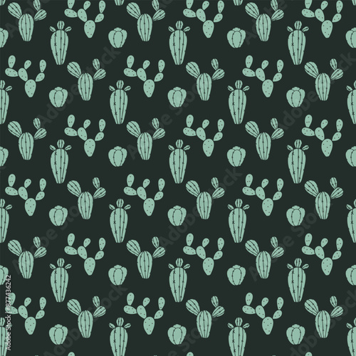 Cactus Desert Seamless Vector Pattern Design
