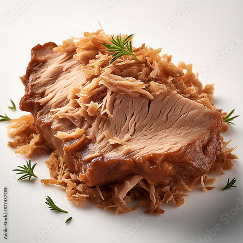 effiloché de beauf, cuite, aliment, plat, assiette, repas, diners, cuisine, salade, bon vivant, mer, délicieux, , déjeuner, viande, sain, blanc, pate, frais, , rouge, isolé, piquant photo