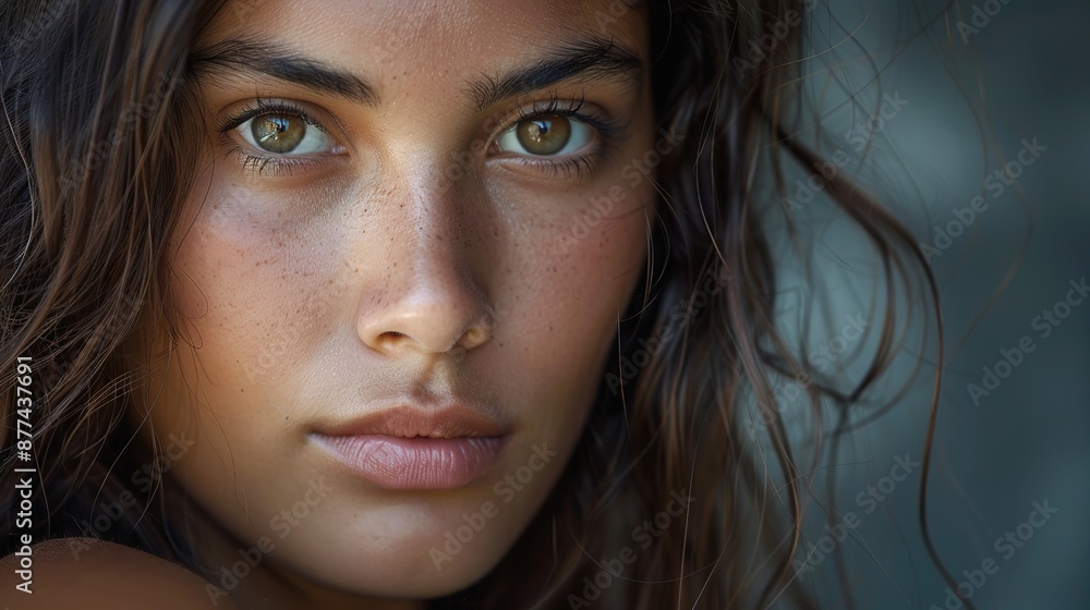 Fototapeta premium Direct_flash_portrait_of_young_latina_women_generative_ai