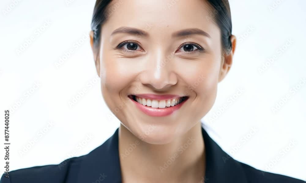 Businesswoman smiles confidently in a well-lit studio, radiating positivity and professionalism. Perfect for corporate promotions and presentations Businesswoman smiles confidently in a well-lit studio, radiating positivity and professionalism. Perfect for corporate promotions and presentations