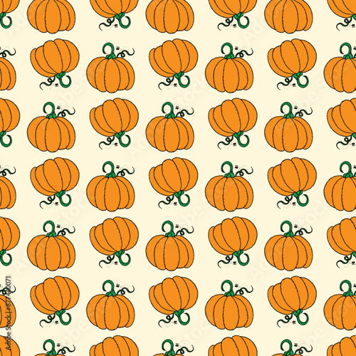 Fall Pumpkin Seamless Vector Pattern Design