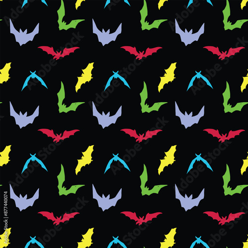 Flying Bats Seamless Vector Pattern Design