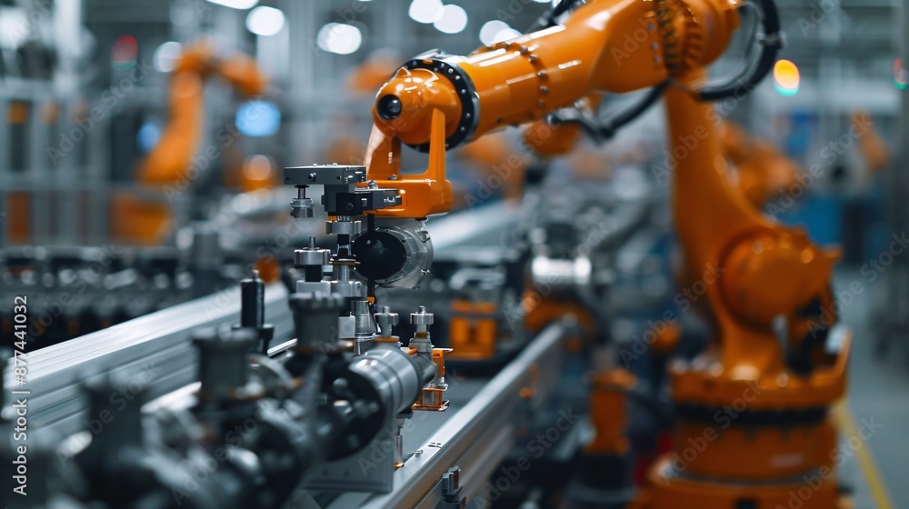 Cutting-Edge CNC Machine and Robotic Arm in Action at Manufacturing Plant Cutting-Edge CNC Machine and Robotic Arm in Action at Manufacturing Plant