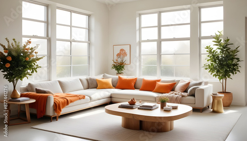 Wallpaper Mural 3D Render Living room Modern Interior with house lighting background  Torontodigital.ca