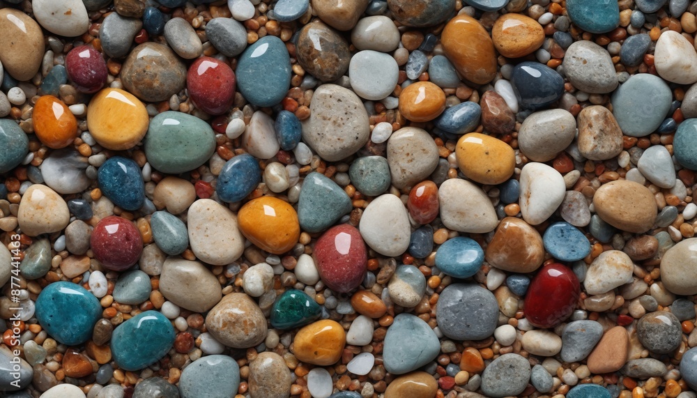 A sea of stones: a colorful mosaic of pebbles and gems A sea of stones: a colorful mosaic of pebbles and gems