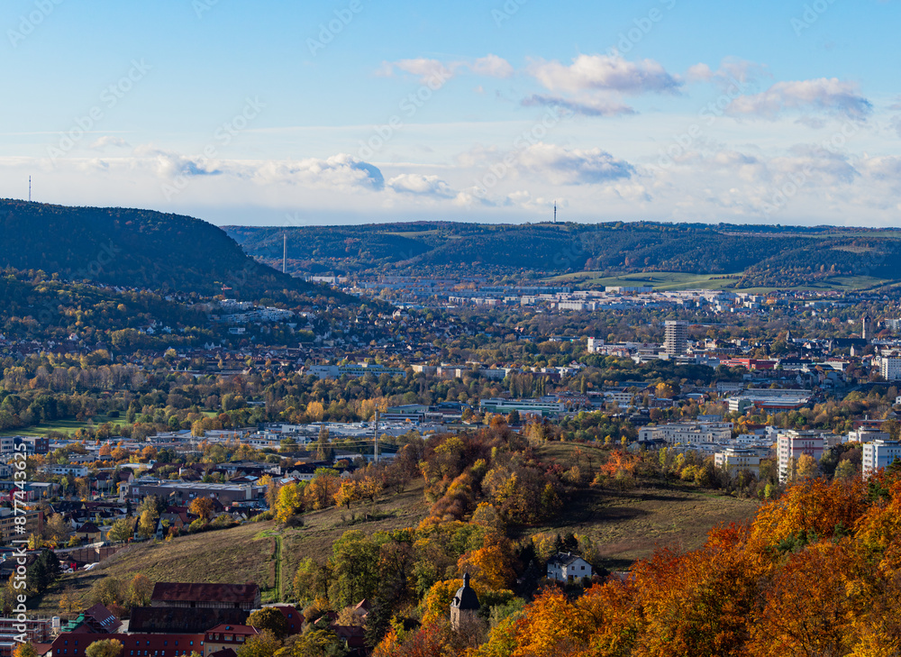 Obraz premium View on jenas cityscape and landscape from landgrafen