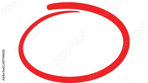 Highlight hand drawing different circles isolated on background. Handwritten red circle. 
