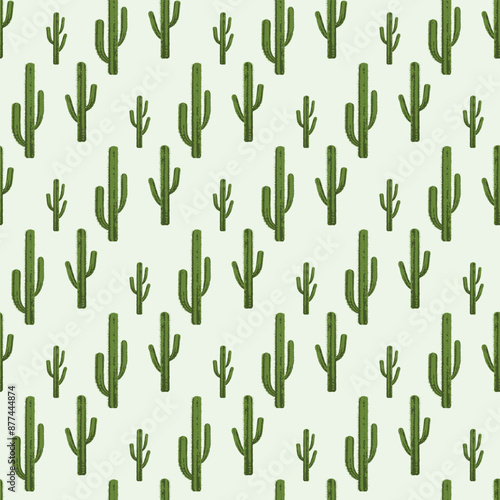 Lovely Cacti Seamless Vector Pattern Design
