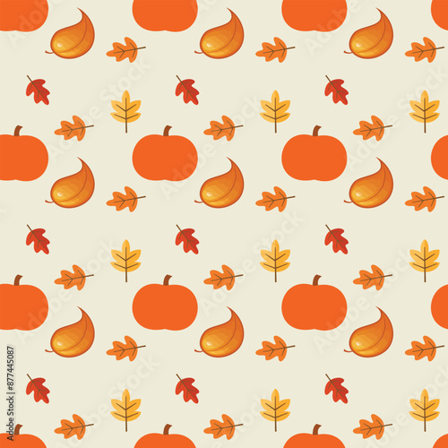 Pumpkin Autumn Seamless Vector Pattern Design