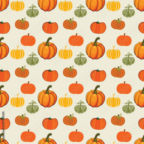 Pumpkin Party Seamless Vector Pattern Design