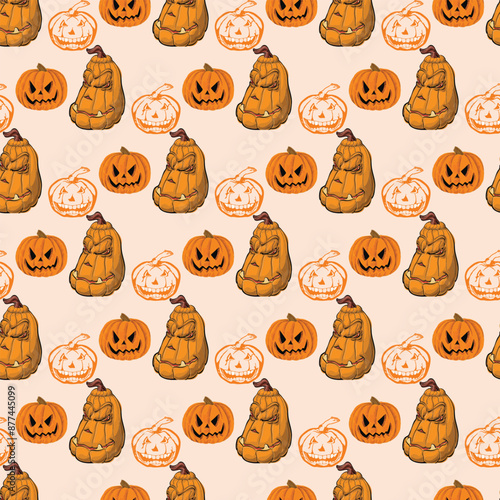 Pumpkin Beauty Seamless Vector Pattern Design
