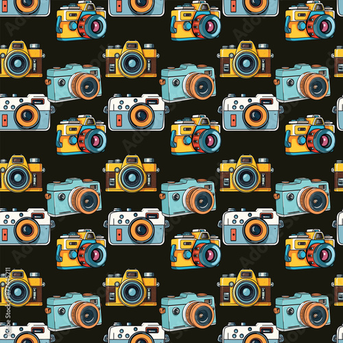 Retro Cameras Seamless Vector Pattern Design