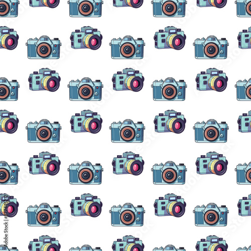 Retro Style Camera Seamless Vector Pattern Design