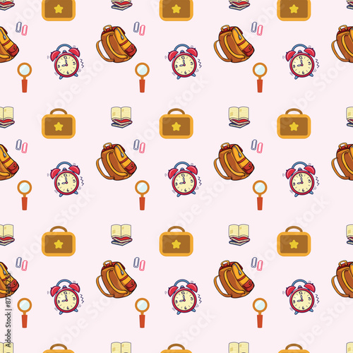 School Supplies Seamless Vector Pattern Design