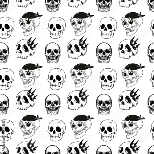 Skulls Party Seamless Vector Pattern Design