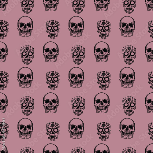 Skulls and Eyeballs Seamless Vector Pattern Design