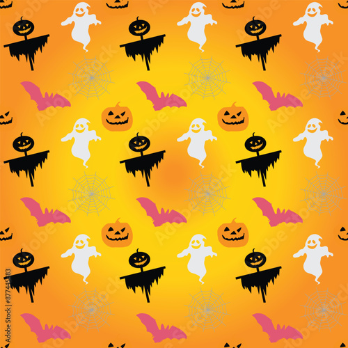 Spooky Halloween Party Seamless Vector Pattern Design