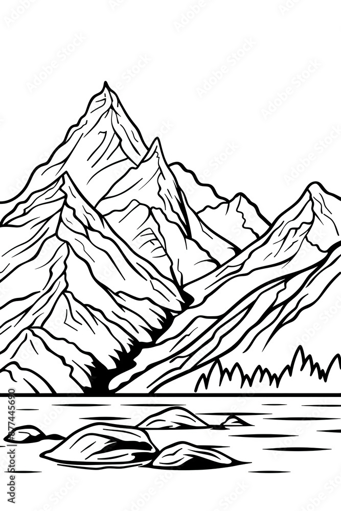 Fototapeta premium mountain landscape illustration