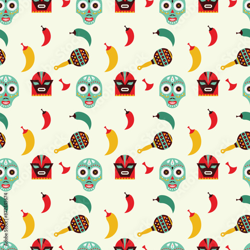 Viva Mexico Seamless Vector Pattern Design