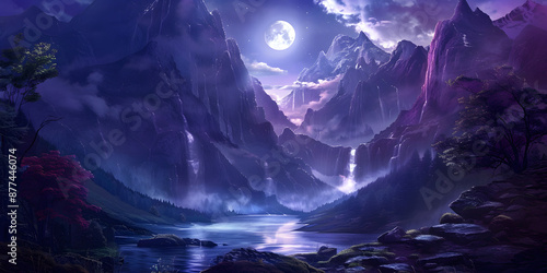 Wallpaper Mural Fantasy night landscape with moon Torontodigital.ca