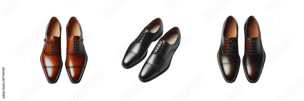 Set of classic formal occasion shoes, isolated over on transparent white background Set of classic formal occasion shoes, isolated over on transparent white background