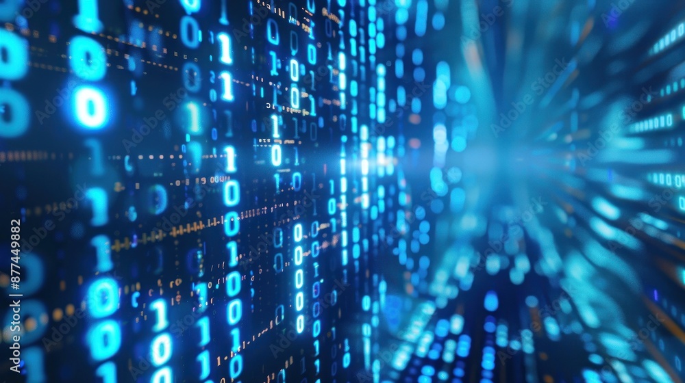 Blue binary code digital matrix background display Blue binary code digital matrix background display