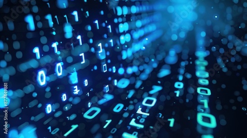 Wallpaper Mural Seamless blue binary data stream in digital matrix Torontodigital.ca