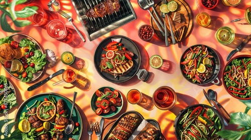 Wallpaper Mural Overhead View of a Summer BBQ Table Setting Torontodigital.ca