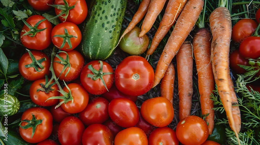 Freshly Harvested Vegetables Display Vibrant Colors and Textures Freshly Harvested Vegetables Display Vibrant Colors and Textures