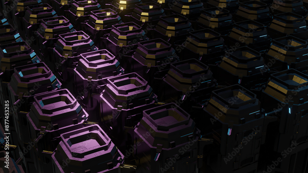 Fototapeta premium Futuristic abstract background with geometric structures and neon lighting