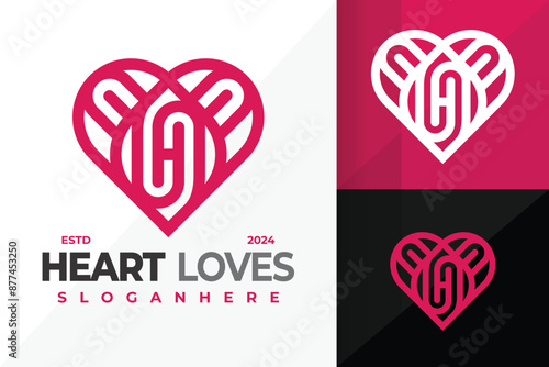 Letter H Heart Monogram Logo design vector symbol icon illustration