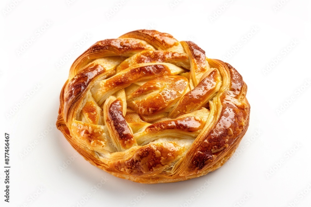 golden brown lattice pastry pie on white background golden brown lattice pastry pie on white background