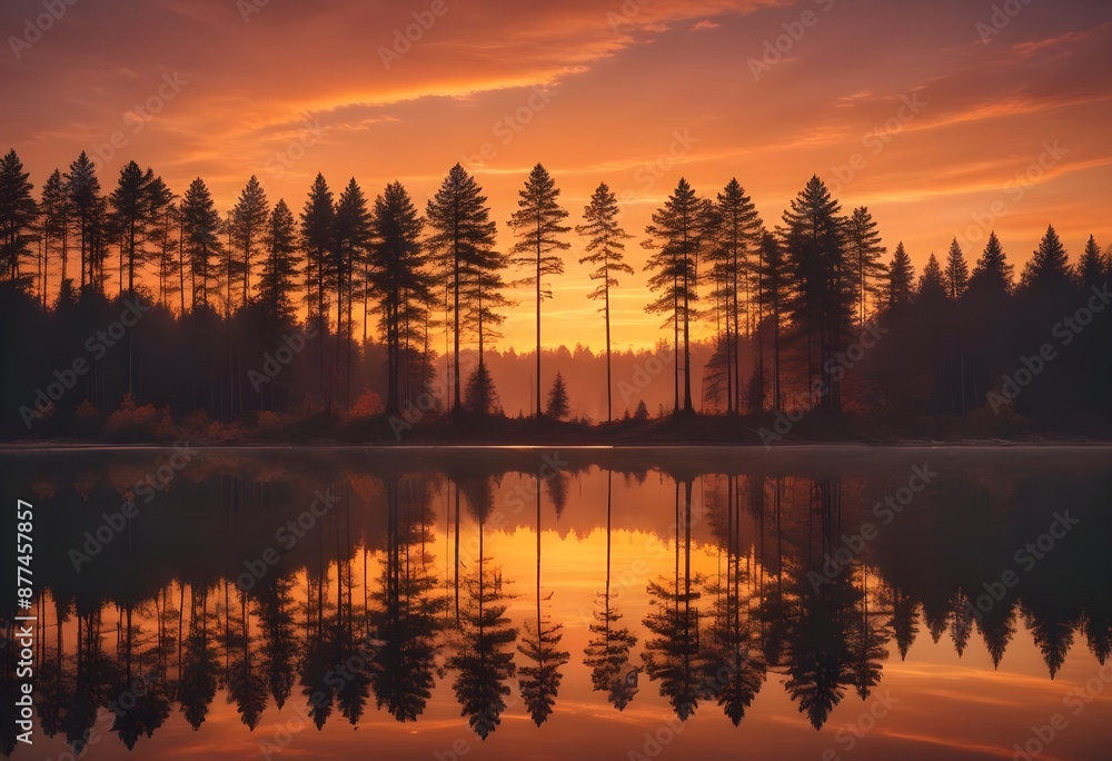 Fototapeta premium sunset over the lake