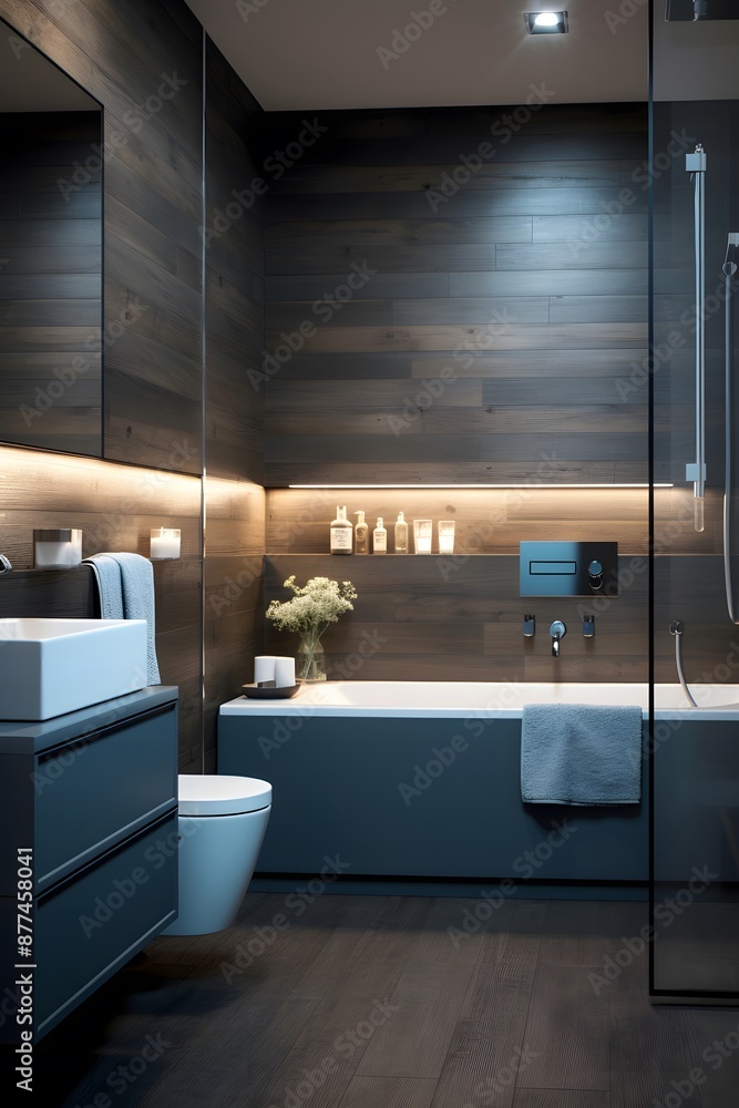 Modern Bathroom with Wooden Accents Modern Bathroom with Wooden Accents