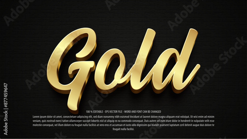 Golden text effect, editable text golden style