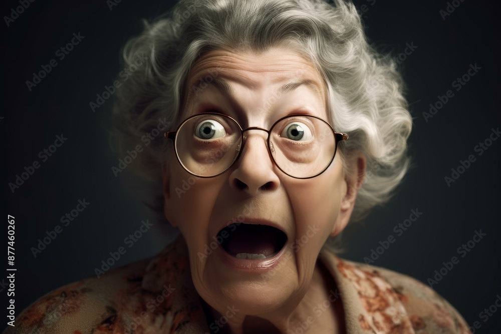 Startled Surprised grandma. Woman birthday party. Generate Ai Startled Surprised grandma. Woman birthday party. Generate Ai