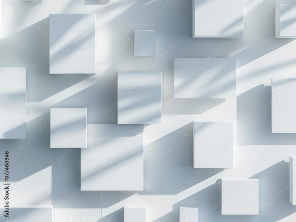 Abstract Shadows on Geometric White Blocks in Minimalist Design Abstract Shadows on Geometric White Blocks in Minimalist Design