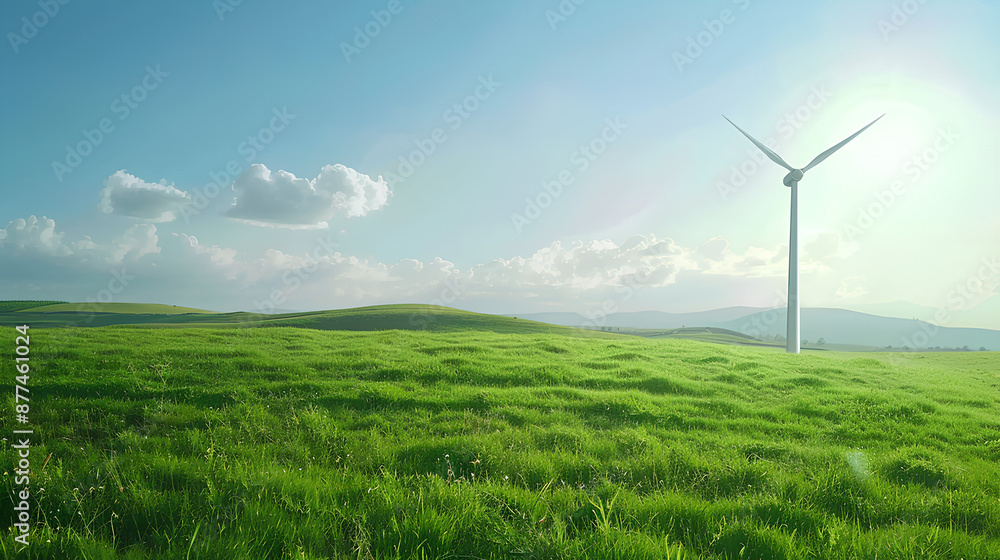 green meadow with windmill green meadow with windmill