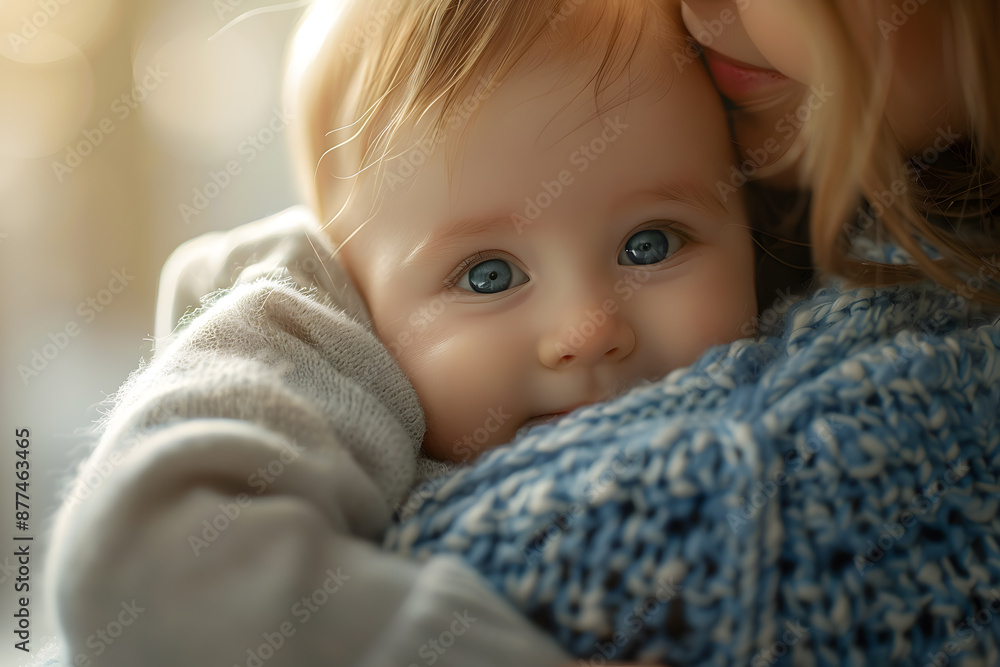 Baby with blue eyes looking at camera Baby with blue eyes looking at camera