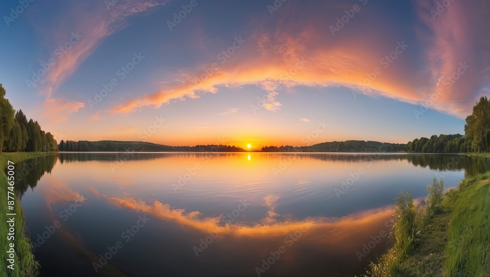 Fototapeta premium Landscape illustration anime style background, Generative Ai